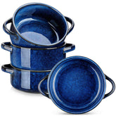 Reactive Glaze Starry Blue Handled Soup Bowls Set of 4-vancasso