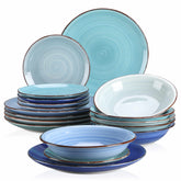 blue dinnerware set