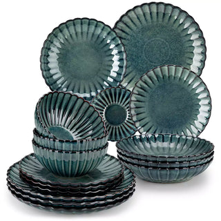 Set di piatti in porcellana reactive glaze Adonis da 16 pezzi, servizio per 4
