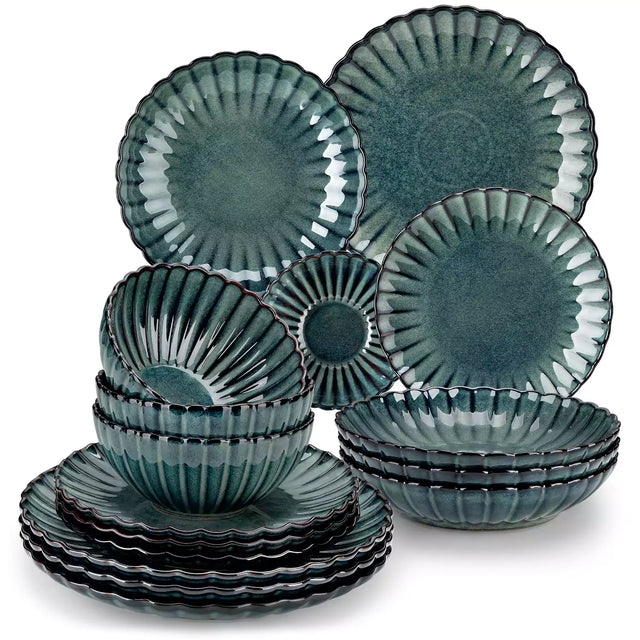 Set di piatti in porcellana reactive glaze Adonis da 16 pezzi, servizio per 4