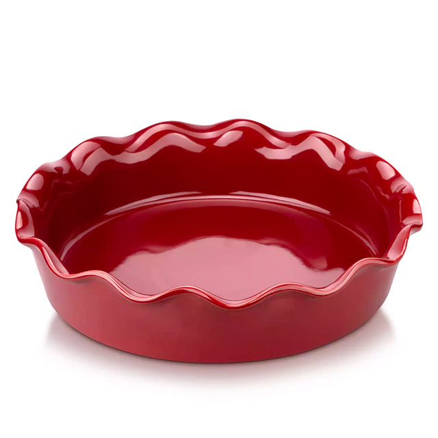 Molde para tarta acanalado de color rojo cereza
