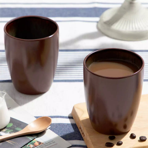 Set of 6 bubble stoneware mugs in rich blue - green - and brown tones with reactive glaze and matte black exterior - ideal for coffee -  tea - or cozy mornings - Brown