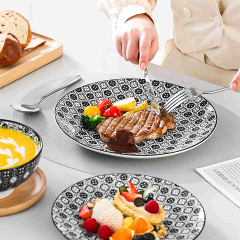 Asian Inspired Japanese Style Haruka 12 Piece Porcelain Dinnerware Set with Bowls-vancasso