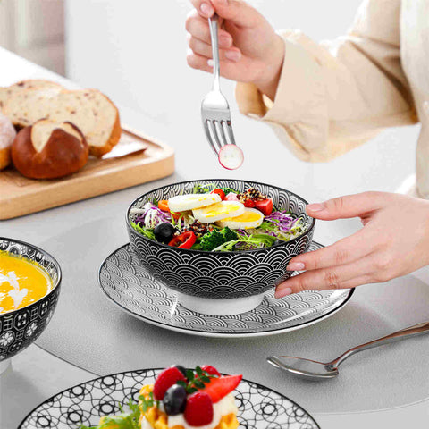 Asian Inspired Japanese Style Haruka 12 Piece Porcelain Dinnerware Set with Bowls-vancasso