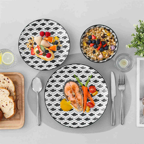 Asian Inspired Japanese Style Haruka 12 Piece Porcelain Dinnerware Set with Bowls-vancasso