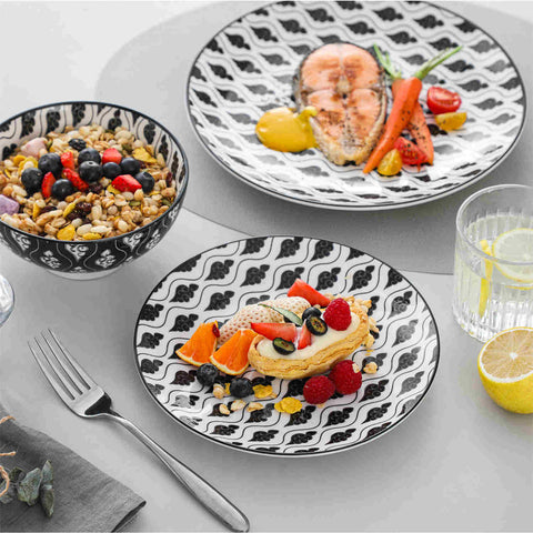 Asian Inspired Japanese Style Haruka 12 Piece Porcelain Dinnerware Set with Bowls-vancasso
