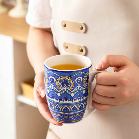 Boho Chic Refined Porcelain Mugs Set of 4 in Assorted Color-vancasso
