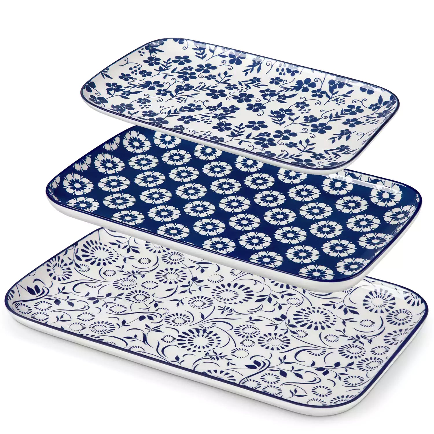 Selene serving platters Set B on dining table with assorted appetizers - fresh fruits - and pastries for elegant entertaining