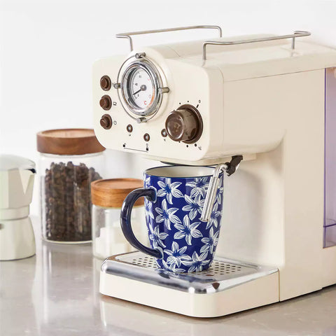 Mix and match Asian inspired porcelain mugs with Japanese indigo patterns on a coffee table