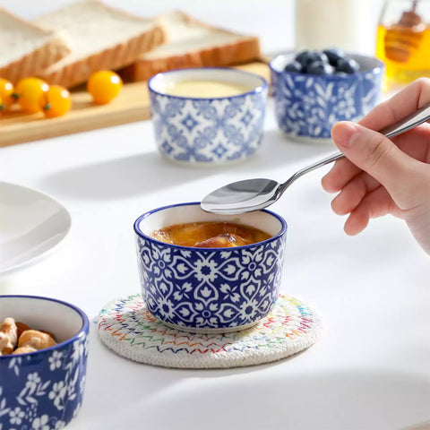 Selene Set Of 6 Ramekin Bowls Perfect For Baking And Serving Desserts and Dips - 4 oz