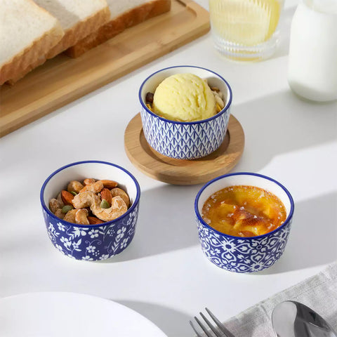 Selene Set Of 6 Ramekin Bowls Perfect For Baking And Serving Desserts and Dips - 4 oz