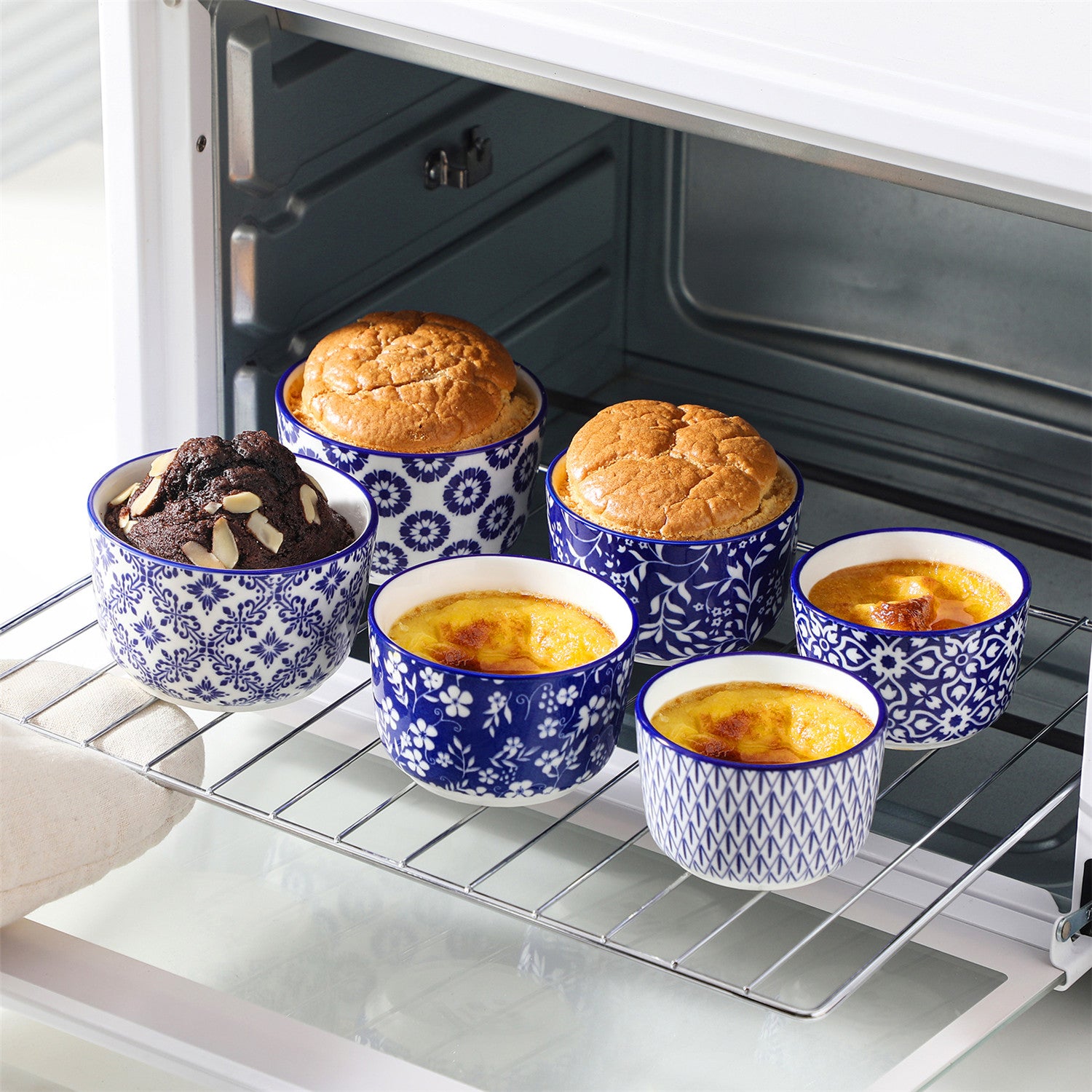 Selene Set Of 6 Ramekin Bowls Perfect For Baking And Serving Desserts and Dips - 8 oz