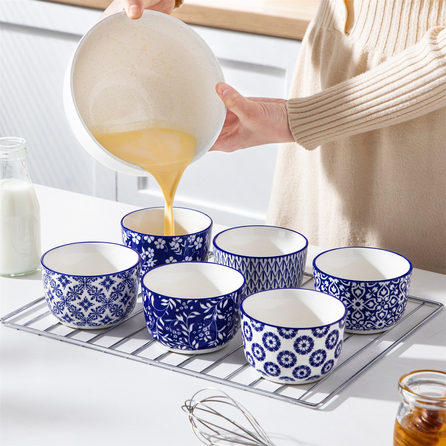 Selene Set Of 6 Ramekin Bowls Perfect For Baking And Serving Desserts and Dips - 8 oz