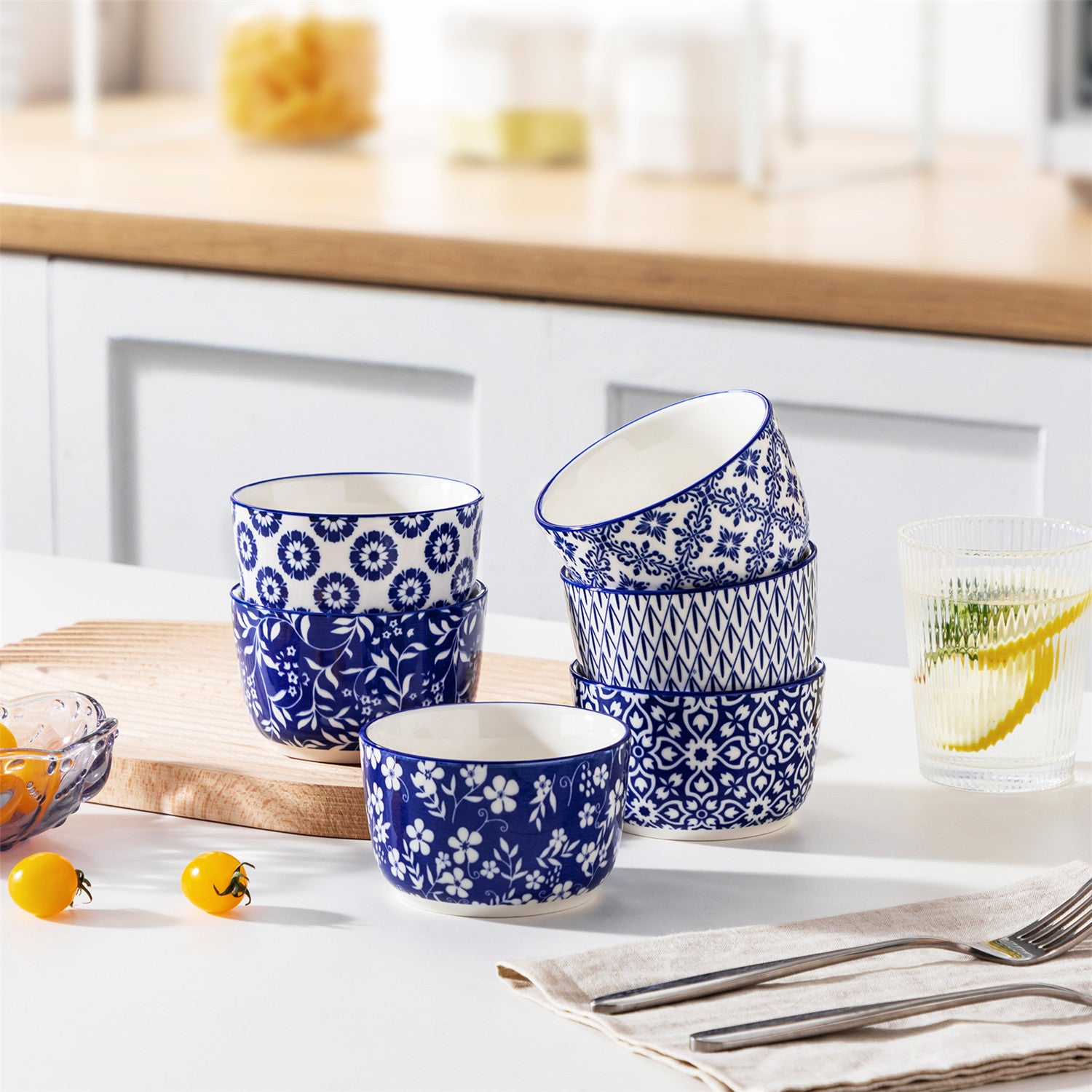 Selene Set Of 6 Ramekin Bowls Perfect For Baking And Serving Desserts and Dips - 8 oz