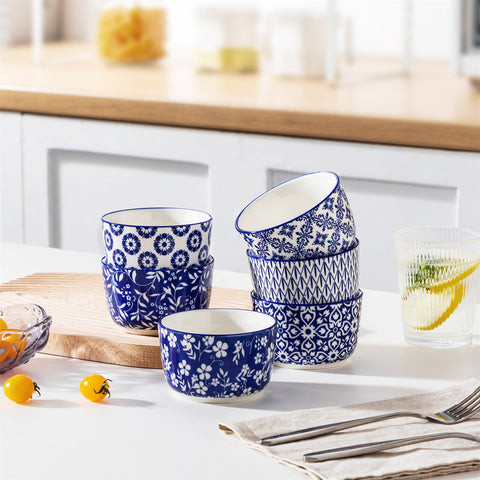 Selene Set Of 6 Ramekin Bowls Perfect For Baking And Serving Desserts and Dips - 8 oz