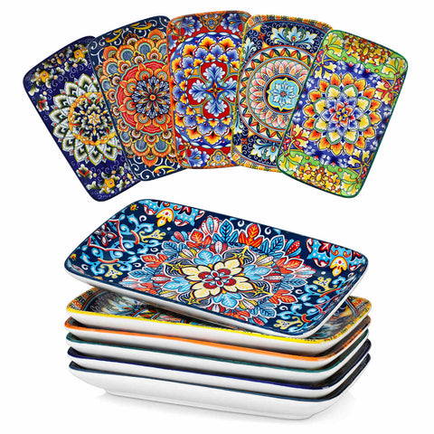 vancasso Simi Serving Platter Set Of 6 - Made Of Porcelain With Bohemian Style Design - Perfect For Serving Meals In A Stylish And Elegant Way