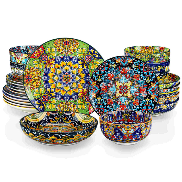 Simi 24 Piece Dinnerware Set with Double-Sided Bowls