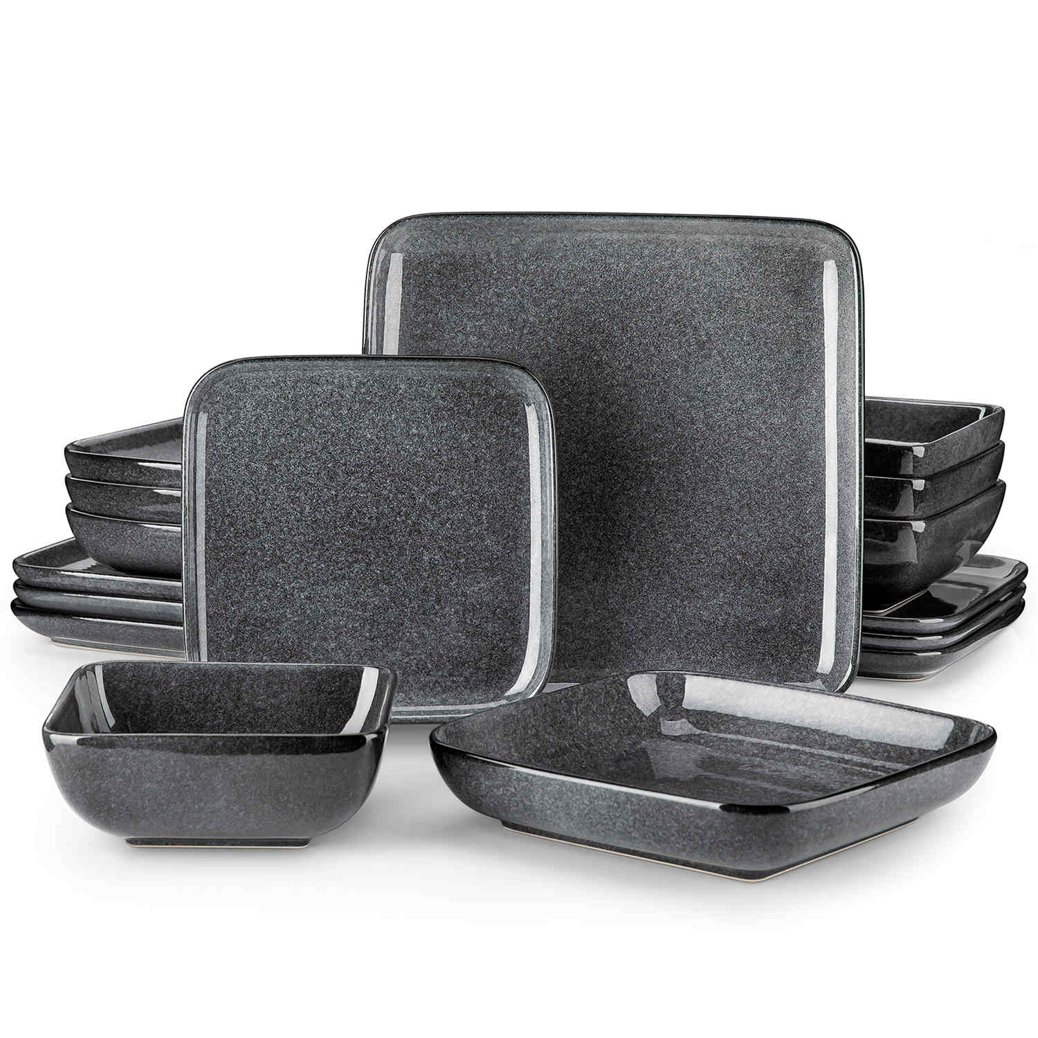 Stern 16 Piece Grey Square Dinnerware Set