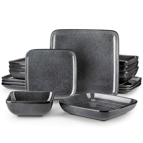 Stern 16 Piece Grey Square Dinnerware Set