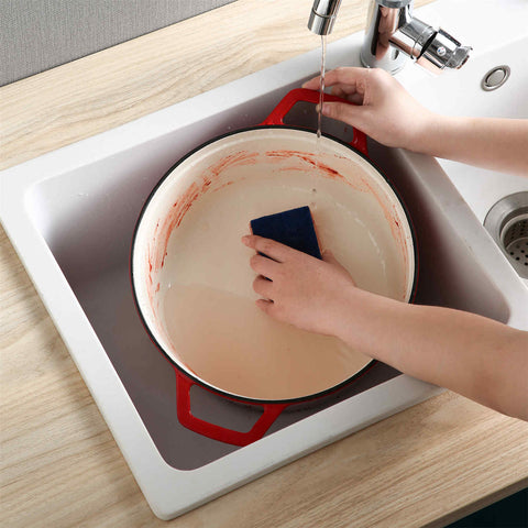 Red 7.5QT Enameled Cast Iron Round Dutch Oven, Durable Cast Iron Cookware For Even Heat-vancasso