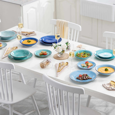 blue dinnerware set