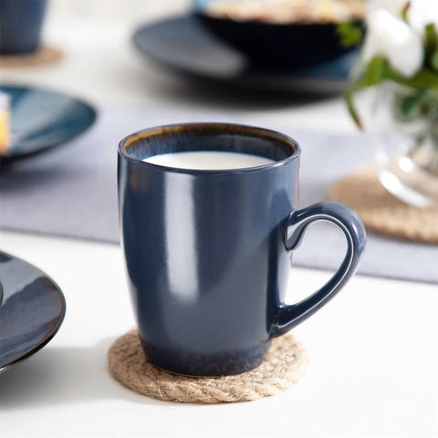 Bubble 16 Piece Stoneware Dinnerware Set With A Modern Textured Design - Perfect For Elevating Everyday Meals - Blue