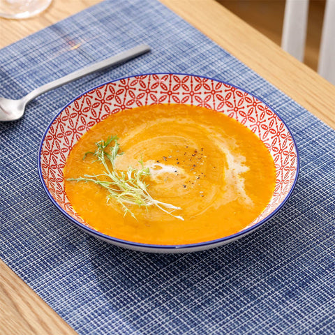 Juego de 4 platos de sopa de macarrones