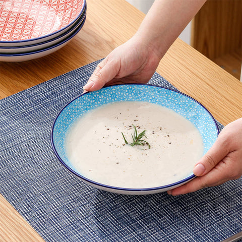 Juego de 4 platos de sopa de macarrones