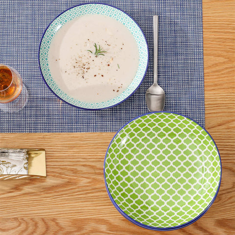 Juego de 4 platos de sopa de macarrones