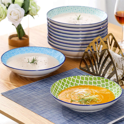 Juego de 4 platos de sopa de macarrones