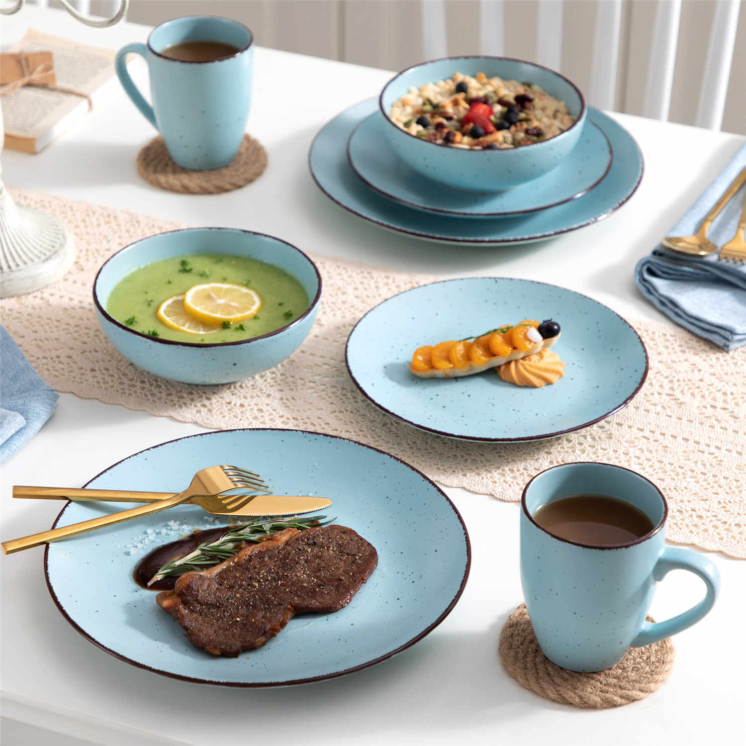 Blue rustic dinnerware sets