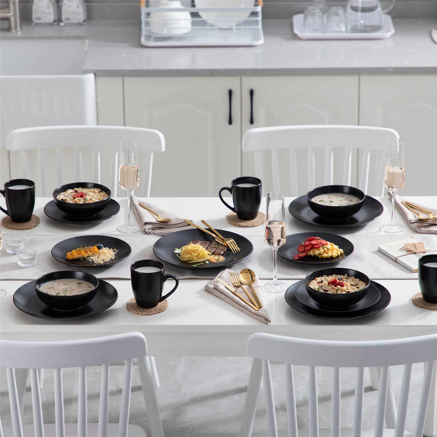 Black rustic dinnerware sets