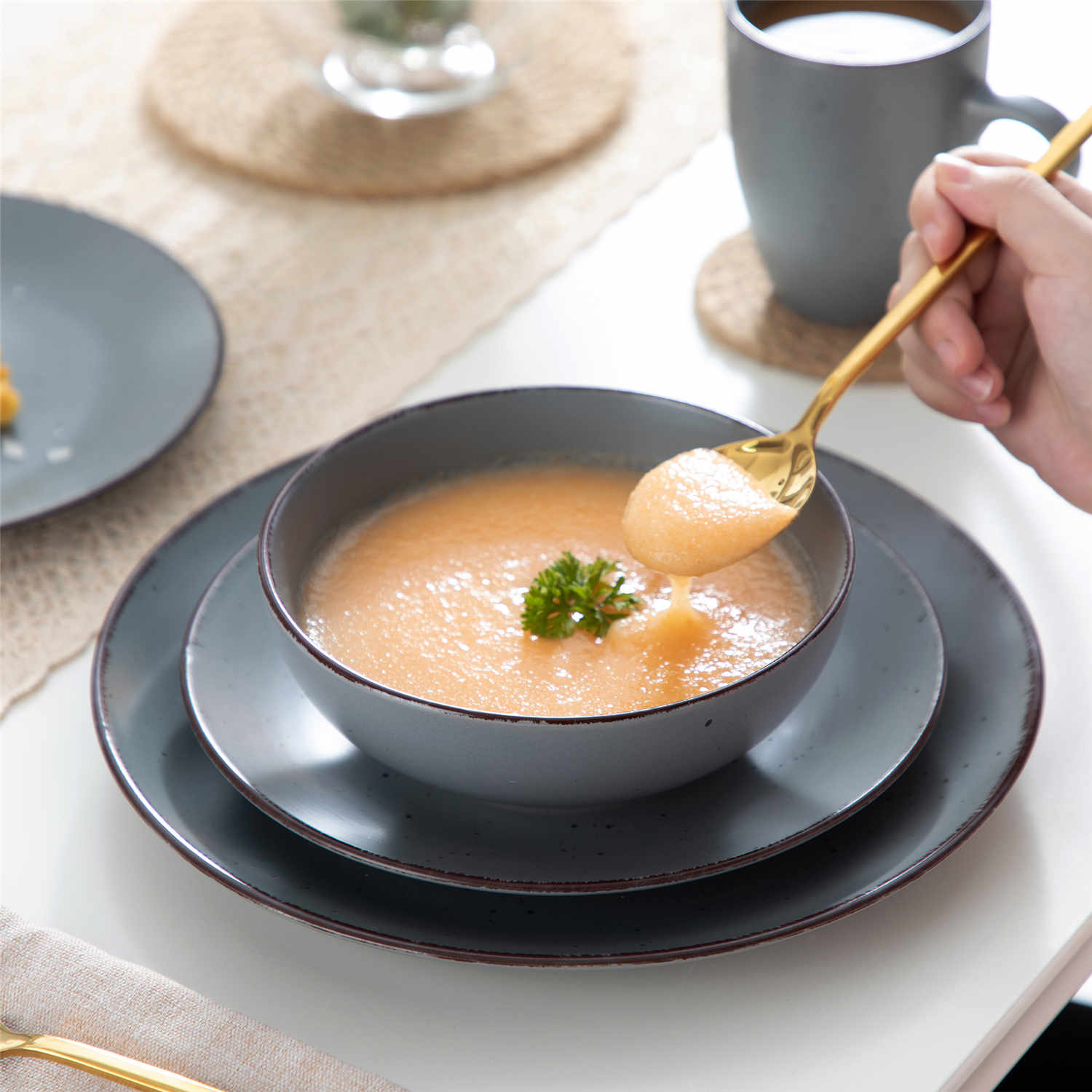 Grey rustic dinnerware sets
