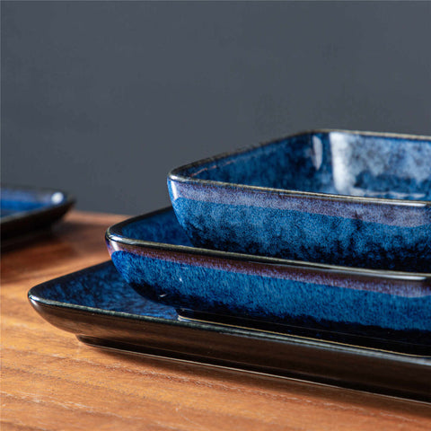 Stern 16 Piece Blue Square Dinnerware Set